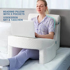 Ergonomisk pude til læsning med armlæn og kerne af memoryskum til seng eller skrivebord
