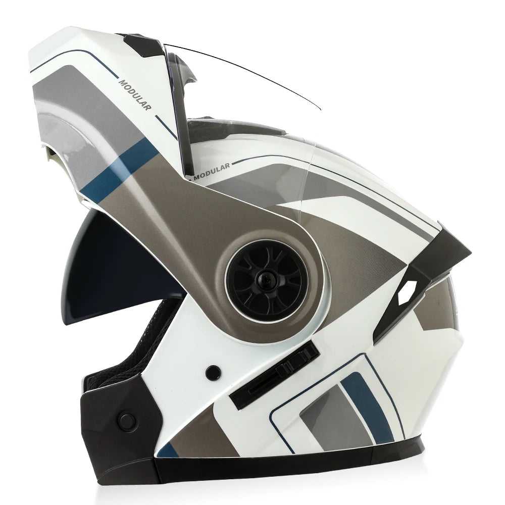 Lightweight Modular Motorcycle Helmet with Dual Visor
