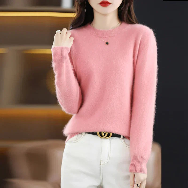 Maglione da donna Lyrawea in cashmere con scollo a O, vestibilità slim casual