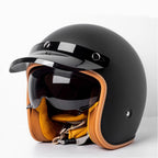 Retro Bee Open-Face Motorcycle Helmet with Built-In Visor