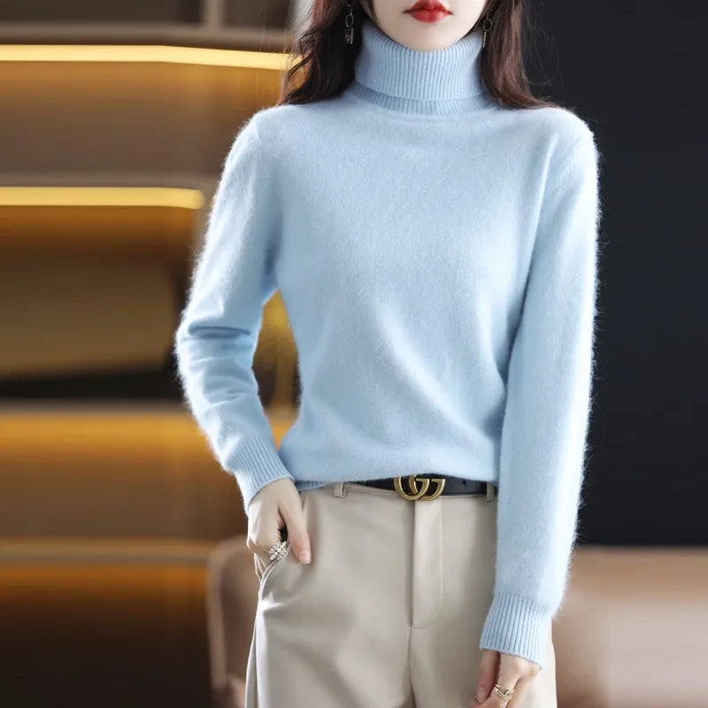 AuroraWeave Cashmere Turtleneck For Women In Autumn