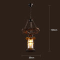 Wood Ceiling Light With LED Illumination In Industrial Antique Style For Modern Interiors
