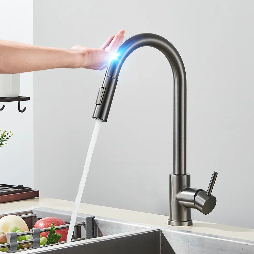 SmartTouch | Kitchen Faucet with Touch Sensor and Pull-Out Spray Head – Brushed Nickel