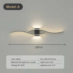 Lampada da parete LED NovaArc a doppia curva con telecomando, nero e oro