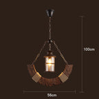 Wood Ceiling Light With LED Illumination In Industrial Antique Style For Modern Interiors