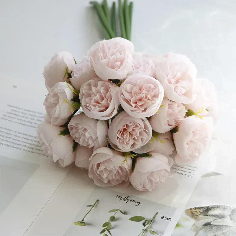Romantic Silk Peony Bouquet From Lyra With 27 Realistic Blooms