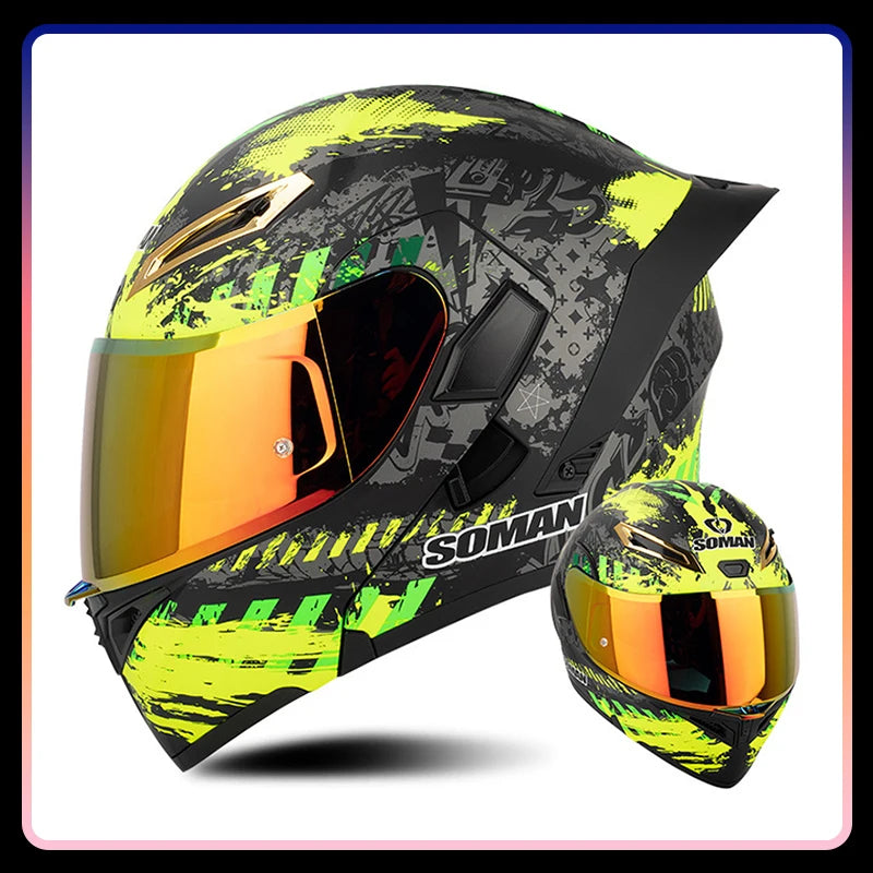 Modular Full-Face Motorcycle Helmet with Dual Visor