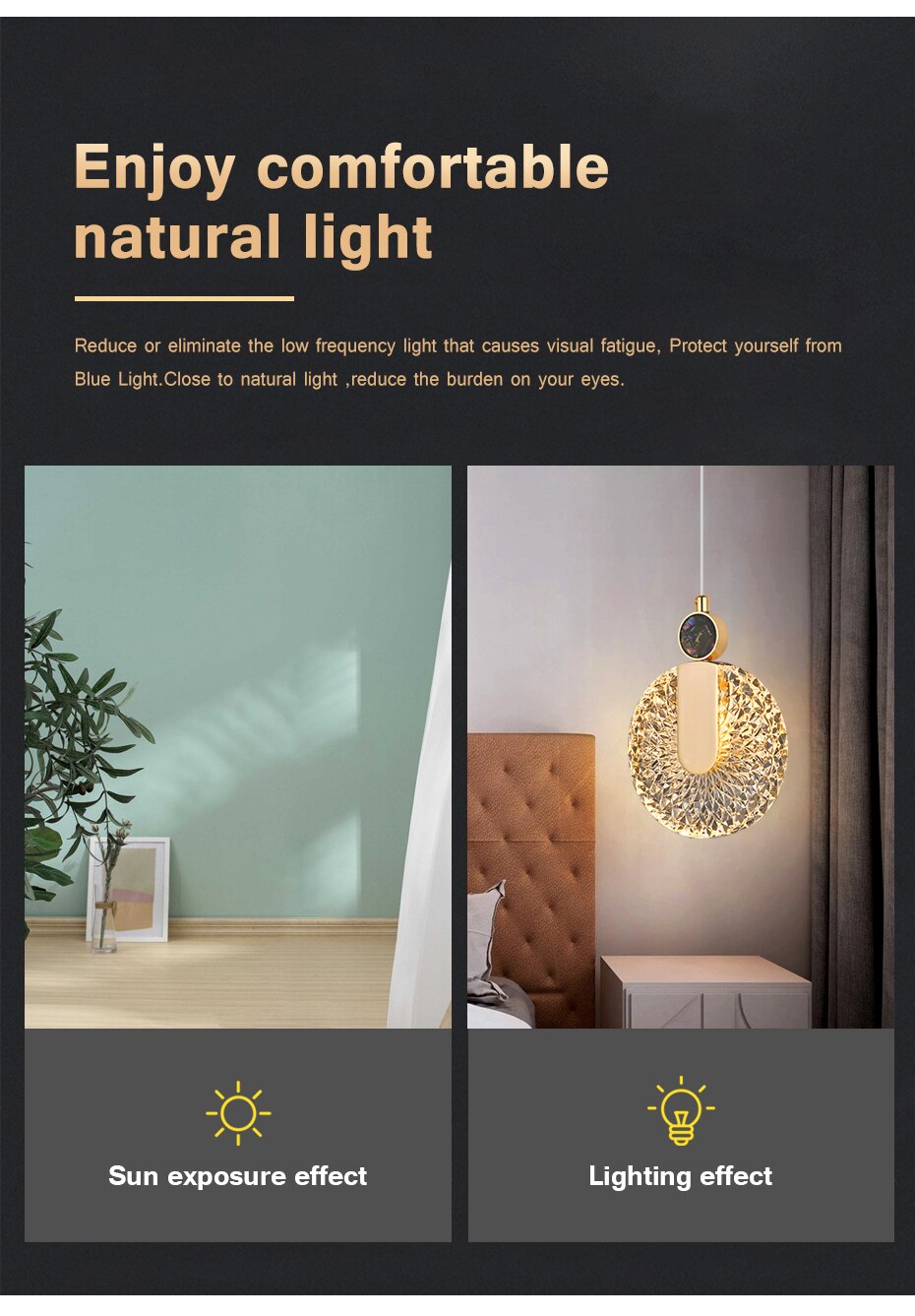Aurelia Pendelleuchte mit LED-Kristall in Gold für Wohnbereiche