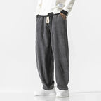 Casual Corduroy Pants Drawstring Waist For Daily Wear