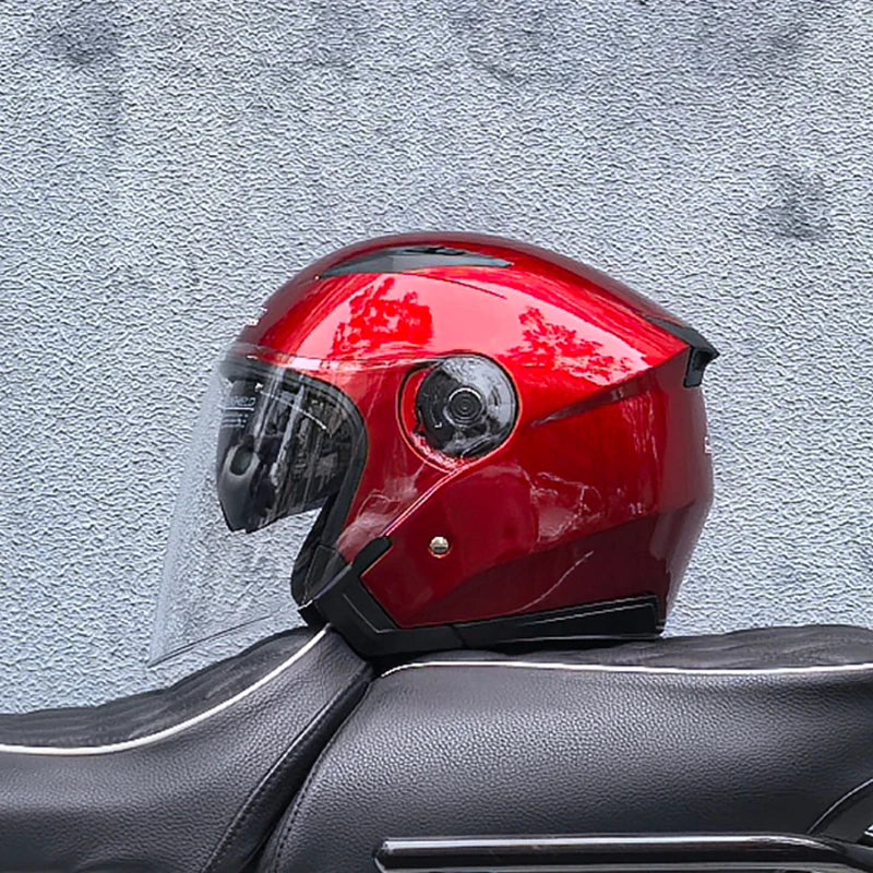 Lightweight 3/4 Motorcycle Helmet with Dual Visor