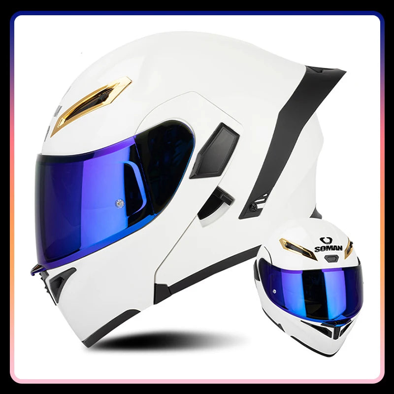 Modular Full-Face Motorcycle Helmet with Dual Visor