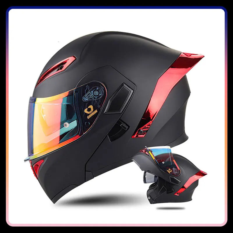 Modular Full-Face Motorcycle Helmet with Dual Visor