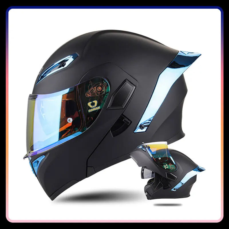 Modular Full-Face Motorcycle Helmet with Dual Visor