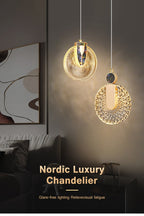 Aurelia Pendelleuchte mit LED-Kristall in Gold für Wohnbereiche
