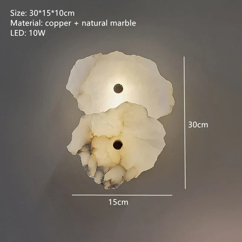 Copper Accented Aurora Marble LED Wall Sconce For Elegant Interiors