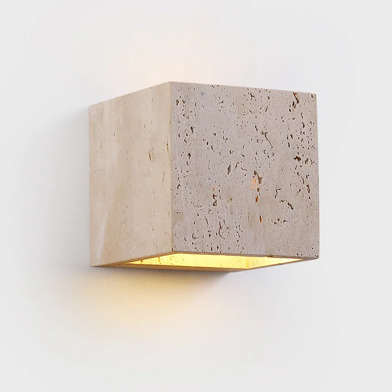 LumaStone Verlichting Travertijn LED Wandlamp Geperforeerd Ontwerp