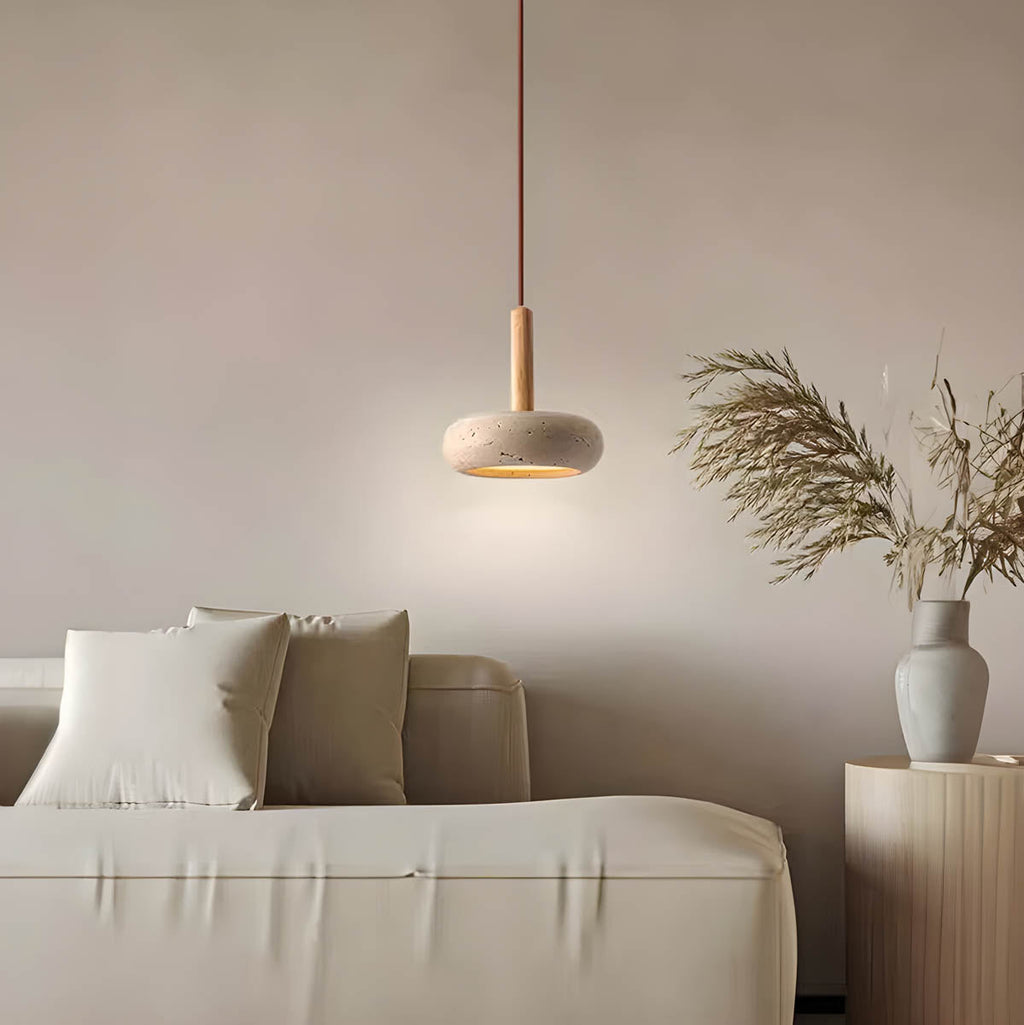 Ambient LustreStone Travertin Pendelleuchte mit warmem Licht für jeden Raum