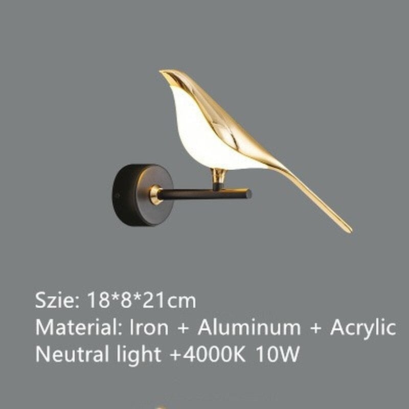 Gilded Hummingbird Wall Fixture With Gold Finish On Iron