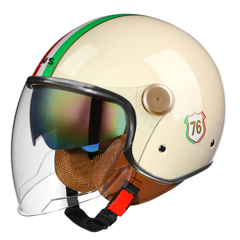 3/4 Open-Face Motorcycle Helmet with Windproof Lens