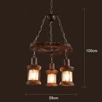 Wood Ceiling Light With LED Illumination In Industrial Antique Style For Modern Interiors