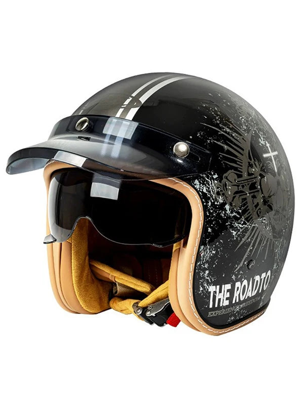 Vintage Open-Face Motorcycle Helmet with Sun Visor