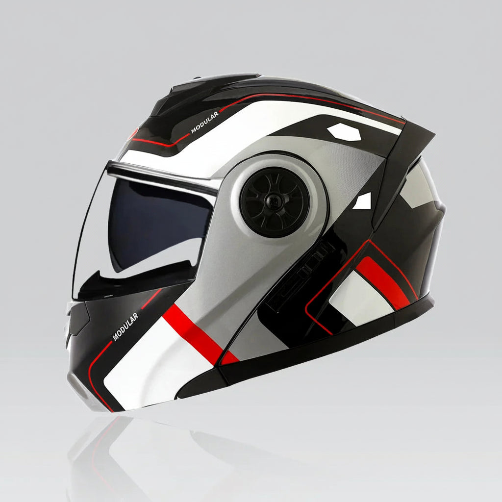 Lightweight Modular Motorcycle Helmet with Dual Visor