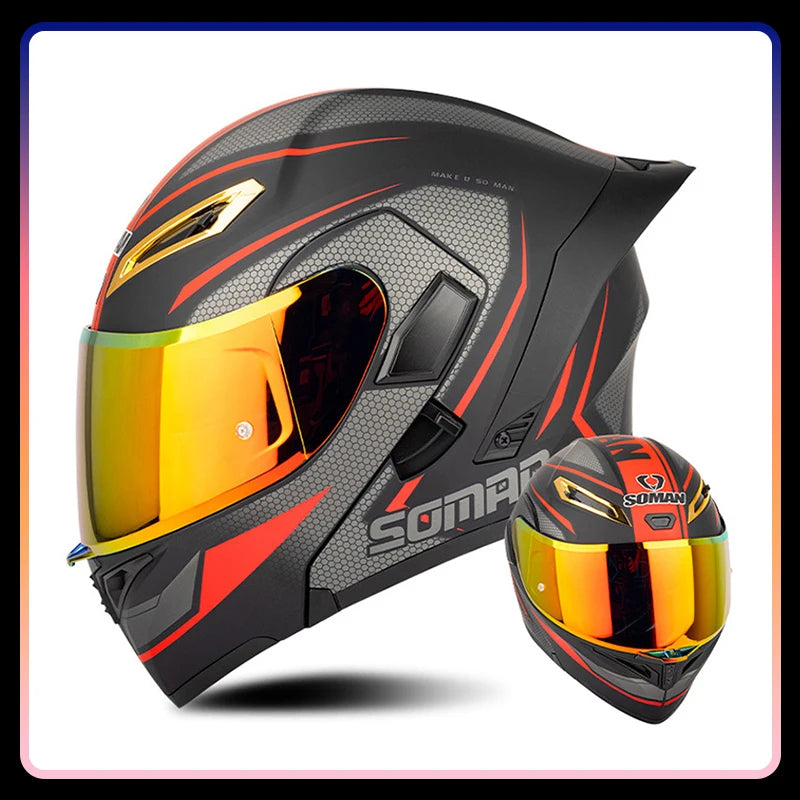 Modular Full-Face Motorcycle Helmet with Dual Visor