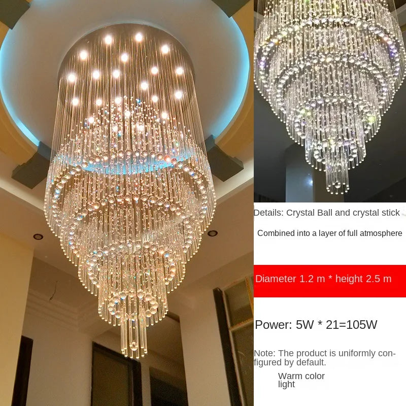 Lampadario Calara con dettagli a goccia di cristallo in acciaio inox