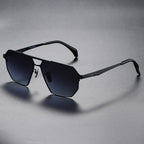 Cermin Mata Hitam Terpolarisasi UV400 LyraForge Gaya Aviator Titanium