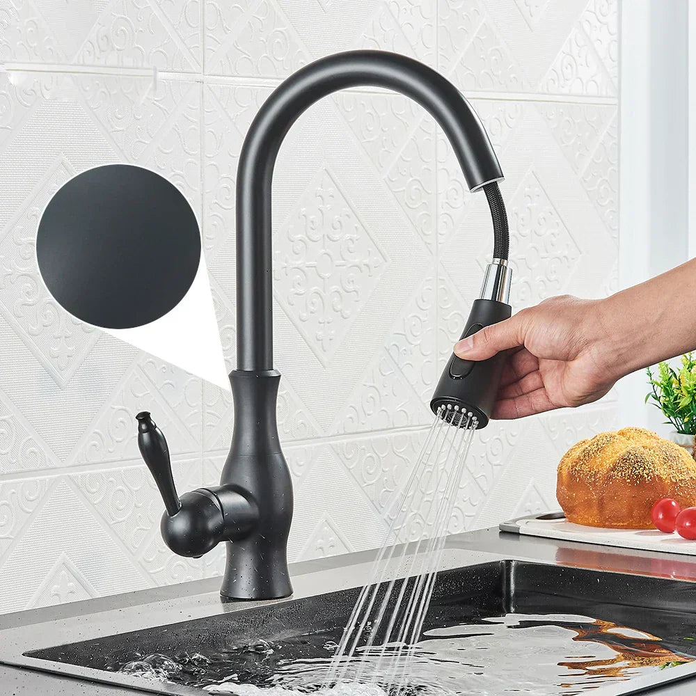 LumaGleam Gold Finish Kitchen Faucet Featuring A Pull-Out Sprayer