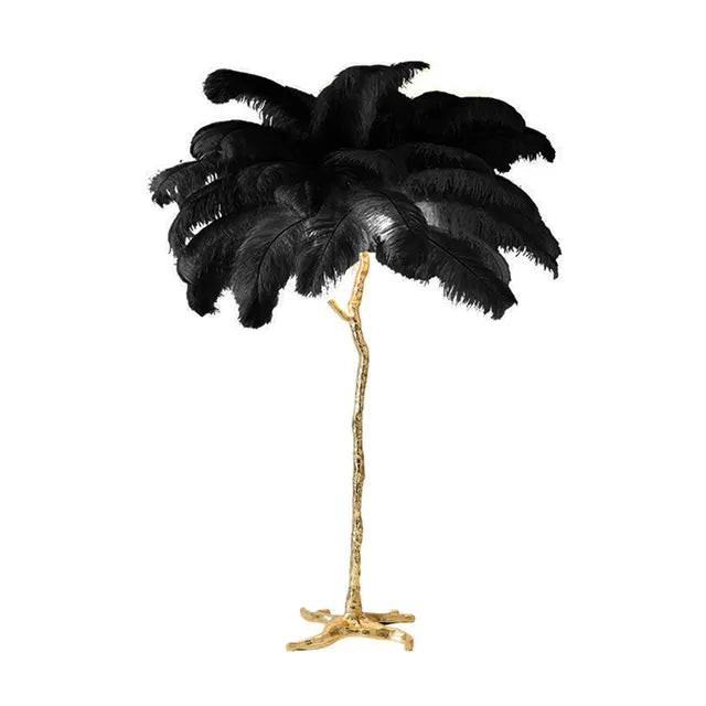 Aurelle Ostrich Feather Floor Lamp With Brass And Copper Finish