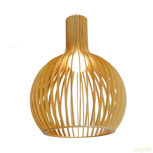 FjordLoom Rustic Wood Cage Pendant Light Adjustable Cord