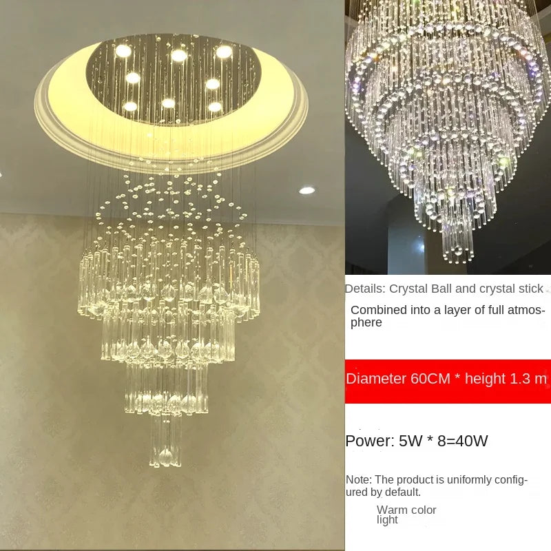 Lampadario Calara con dettagli a goccia di cristallo in acciaio inox
