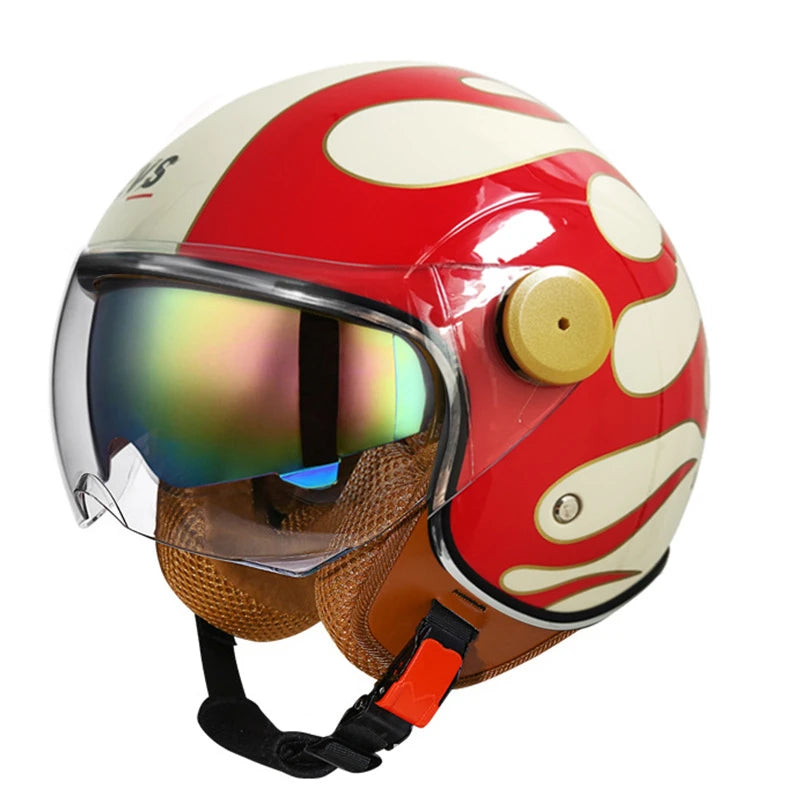 3/4 Open-Face Motorcycle Helmet with Windproof Lens