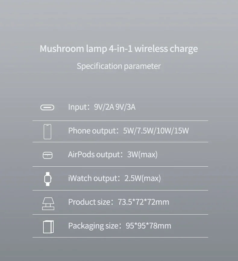 Bordlampe med magnetisk trådløs oplader 4-i-1 til iPhone, AirPods og Apple Watch