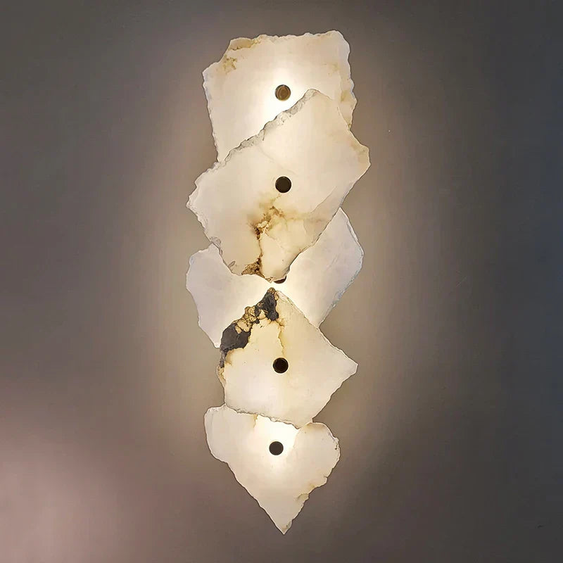 Copper Accented Aurora Marble LED Wall Sconce For Elegant Interiors