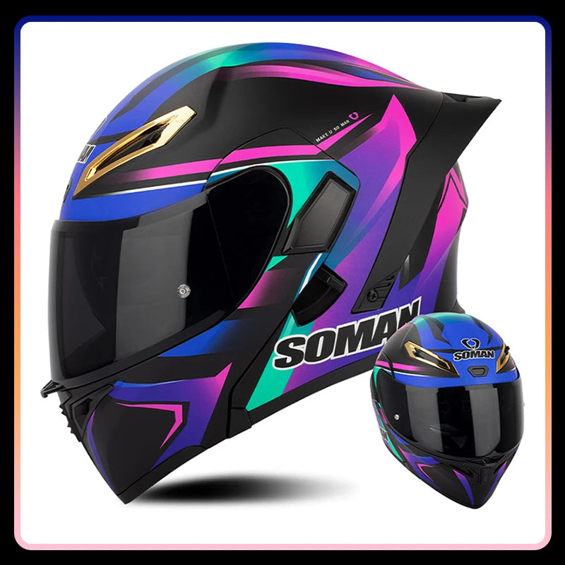 Modular Full-Face Motorcycle Helmet with Dual Visor