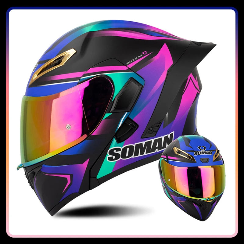 Modular Full-Face Motorcycle Helmet with Dual Visor