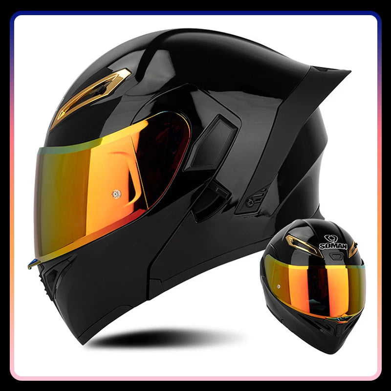 Modular Full-Face Motorcycle Helmet with Dual Visor