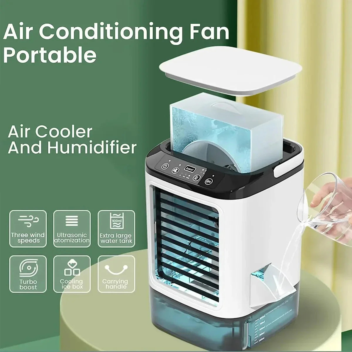 Portable Cooling Fan with Refreshing Spray Function