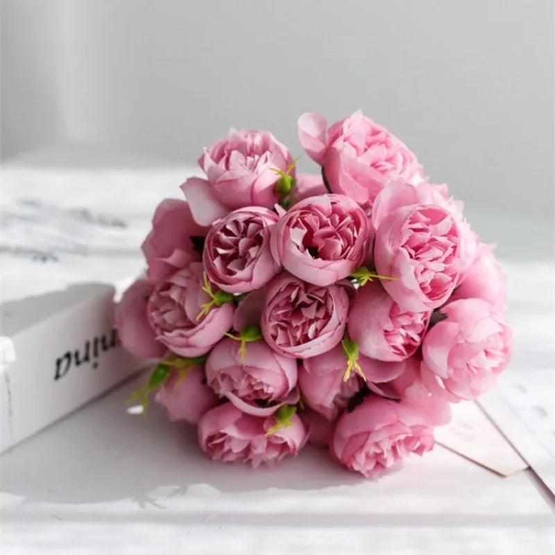 Romantic Silk Peony Bouquet From Lyra With 27 Realistic Blooms