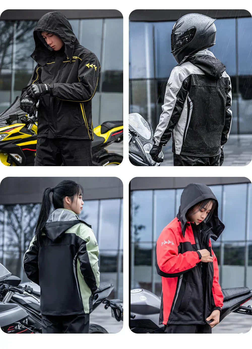 Roupa de Chuva Leve, Respirável e Impermeável para Motociclistas
