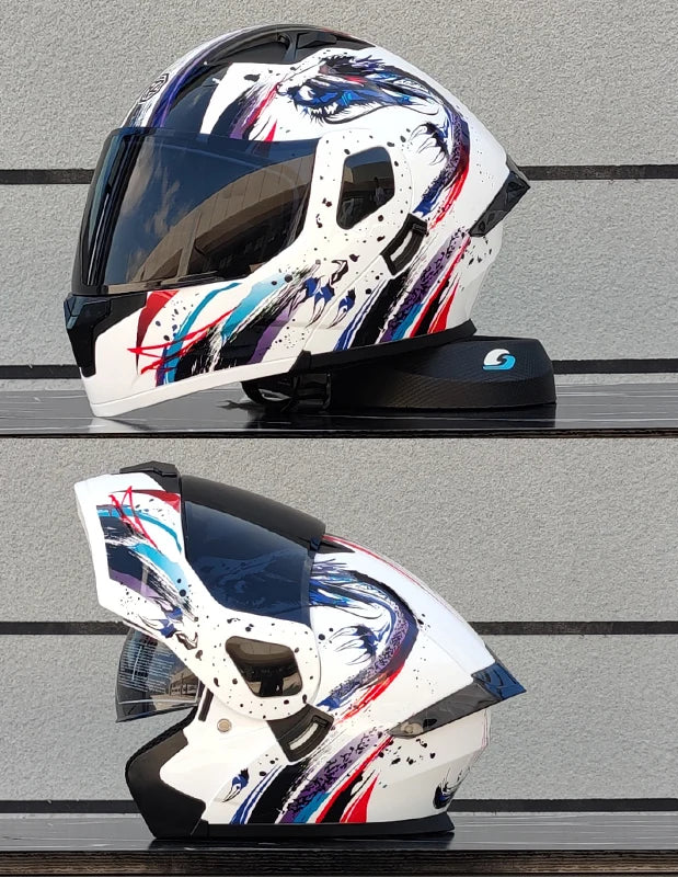 Flip Front Full Face Motorcycle Helmet With Two-Lens Shield DOT Approved