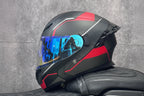 Casque de moto intégral rabattable avec double lentille et aileron arrière aérodynamique, certifié DOT