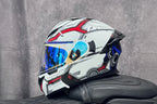 Casque de moto intégral rabattable avec double lentille et aileron arrière aérodynamique, certifié DOT