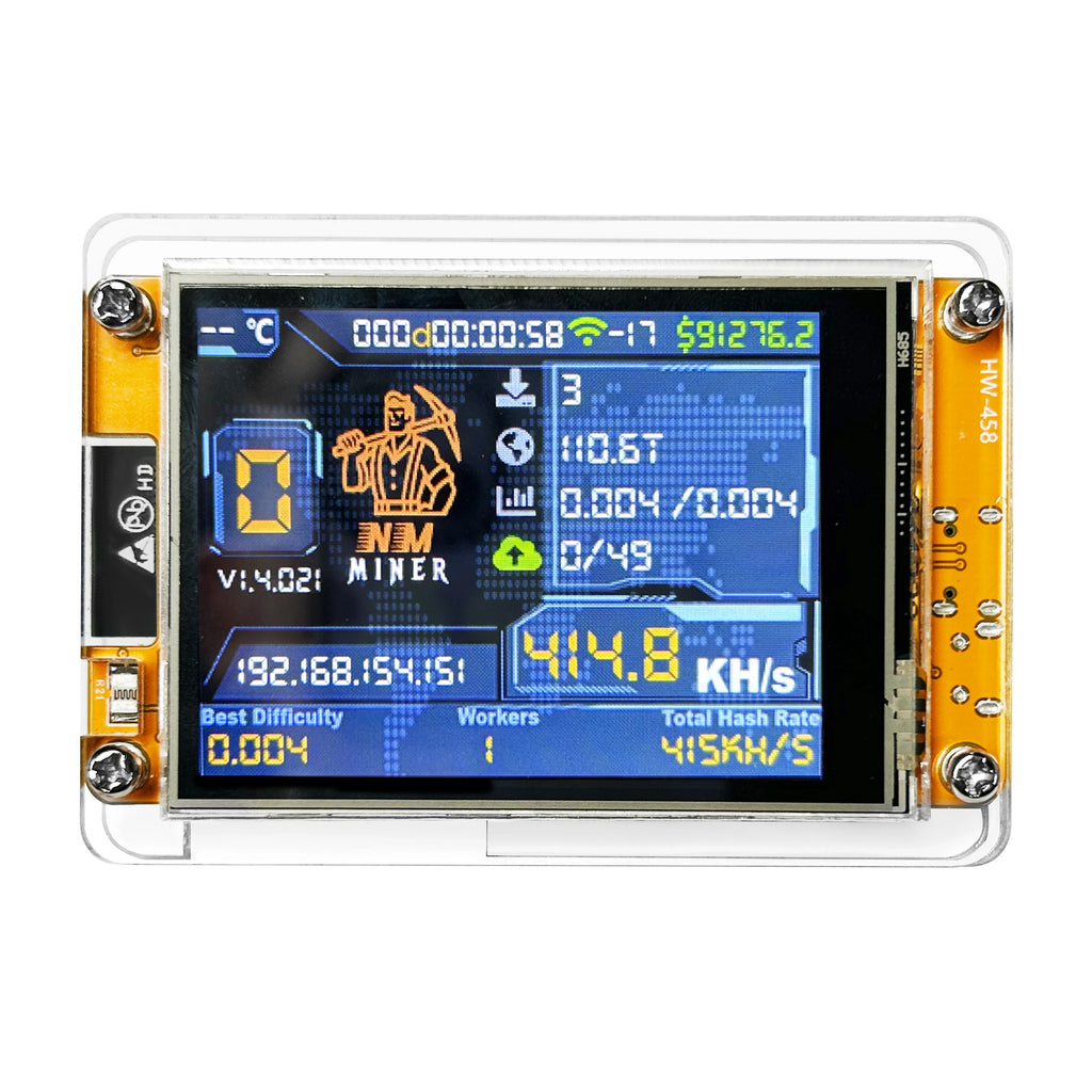 ESP32 Bitcoin-Miner für Solo-Lotterie mit 2,8-Zoll-Touchdisplay und WLAN