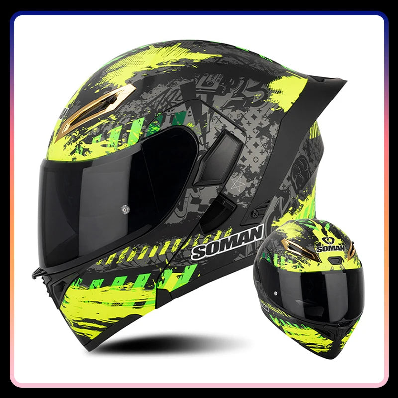 Modular Full-Face Motorcycle Helmet with Dual Visor
