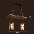 Wood Ceiling Light With LED Illumination In Industrial Antique Style For Modern Interiors