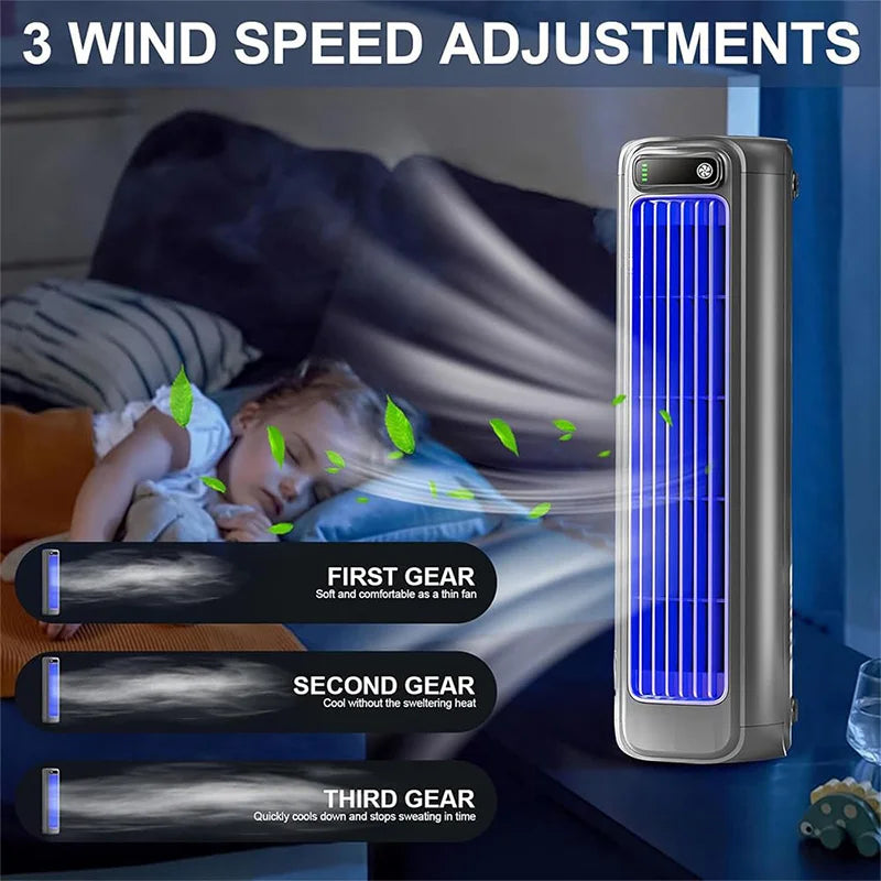 Přenosná bezlopatková klimatizace Cooling Ace s USB, 3 rychlosti a tichým provozem do ložnice