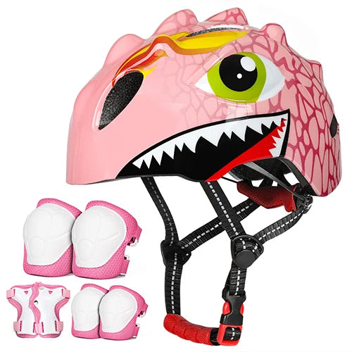 Conjunto de Proteção Infantil com Capacete de Ciclismo, Joelheiras e Cotoveleiras